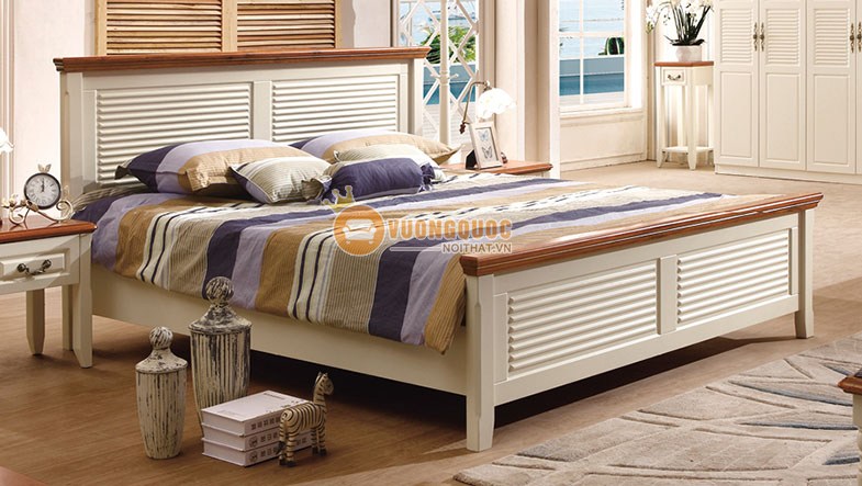 Giường ngủ gỗ công nghiệp kiểu dáng đơn giản CTH7A006G